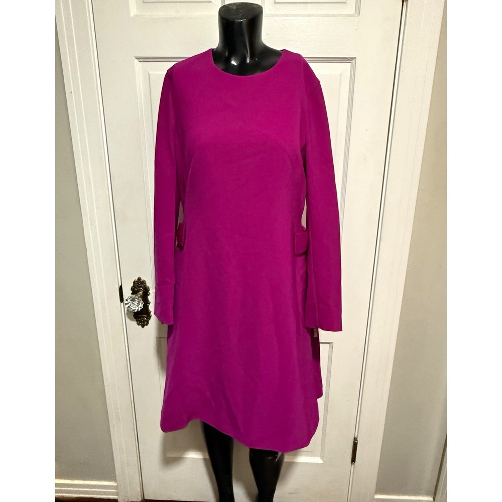 New Ted Baker London Womens Purple Long Sleeve Bow Zip Back Knee Dress Size 2